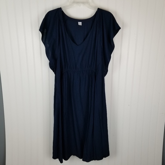 Old Navy Maternity V Neck Sleeveless Dress Size XXL Navy Blue Flutter Sleeves - Picture 5 of 14